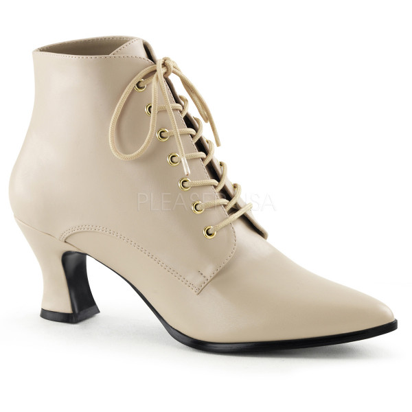 3 3/4 inches Kitten Heel Front Lace Up Ankle Boot.