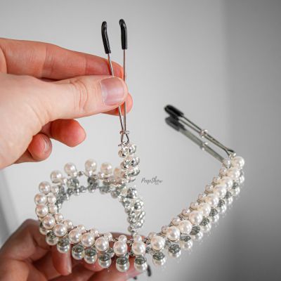 Midnight Pearl Chain Nipple Clips By Sportsheets