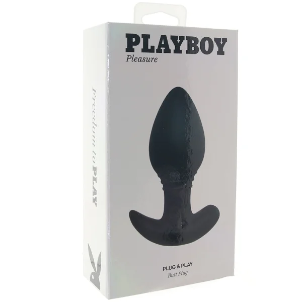 Playboy Pleasure Plug & Play Rechargeable Silicone Vibrating Butt Plug With Remote - Black