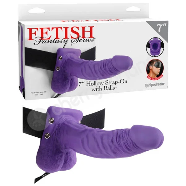 Fetish Fantasy Series Purple 7'' Hollow Strap-on With Balls