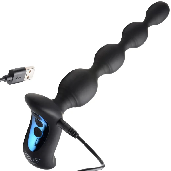 Zeus Electrosex Shock Beads 80X Vibrating & E-Stim Rechargeable Silicone Anal Beads With Remote