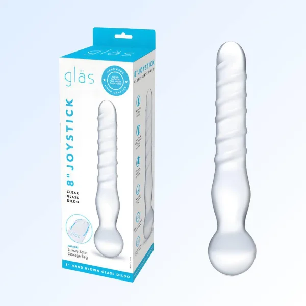 Gläs Joystick Textured Glass Dildo - Clear
