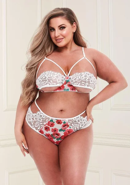 White Floral & Lace Cutout Lingerie Set — image 10 of 13
