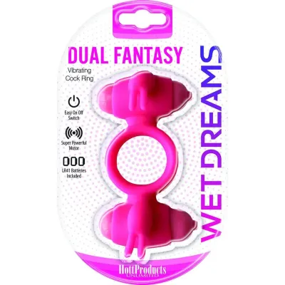 Wet Dreams Dual Fantasy Cock Ring With Turbo Motors Pink