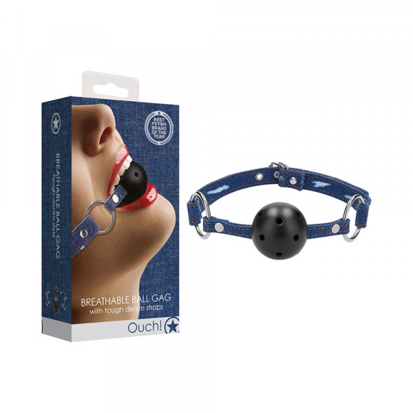 Ouch Breathable Ball Gag With Roughened Denim Straps