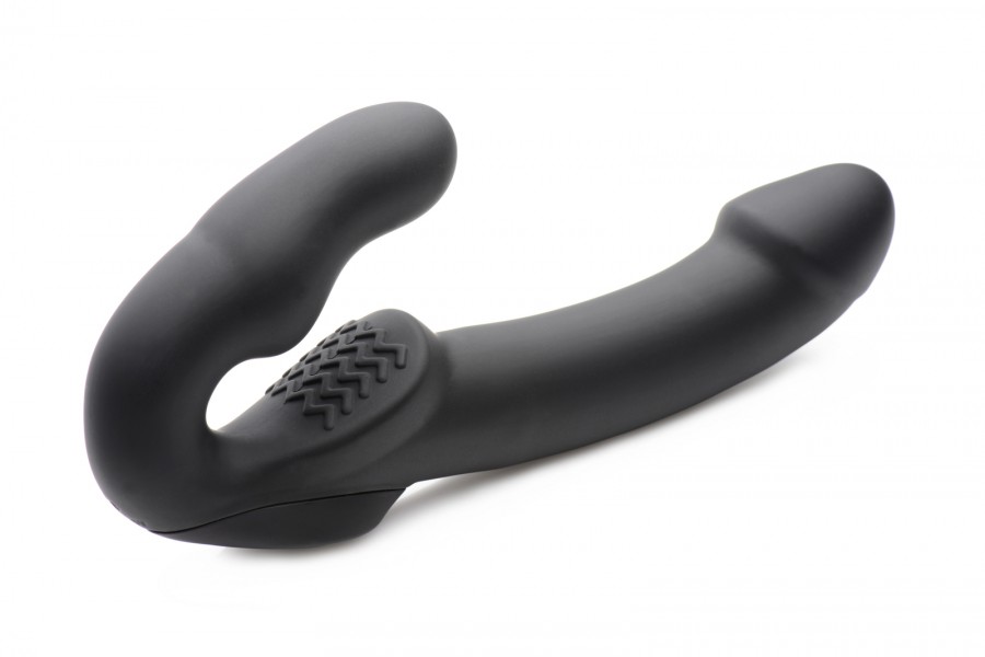 Evoke Rechargeable Vibrating Silicone Strapless Strap-on - Black