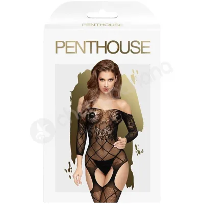 Penthouse Lingerie Black Top Notch Suspender Bodystocking