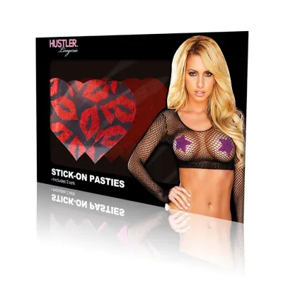Hustler Pasties Heart Lips Red Foil