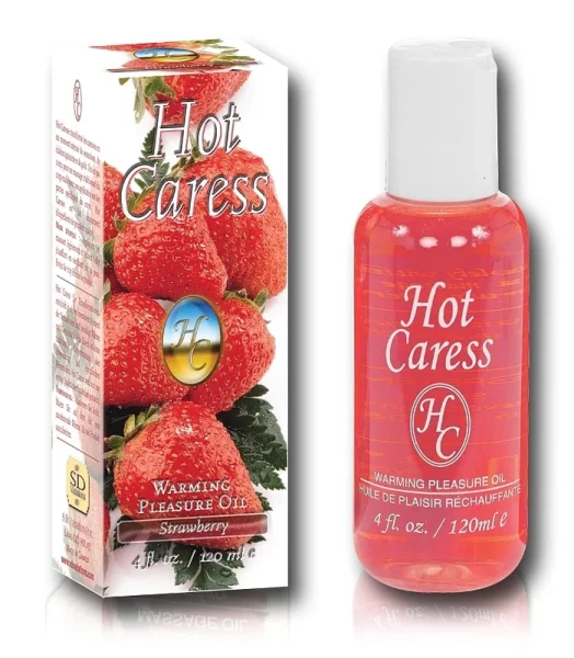 Hot Caress Flavoured Warming Massage Oil - Strawberry and Champagne