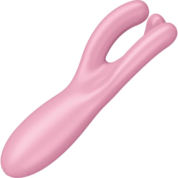 Satisfyer Threesome 4 Rechargeable Waterproof 12-Function App Enabled Dual Stimulation Vibrator - Pink