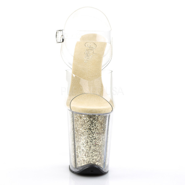 8 inches Heel, 4 inches PF Ankle Strap Sandal W/Glitter Filled Bottom — image 6 of 16