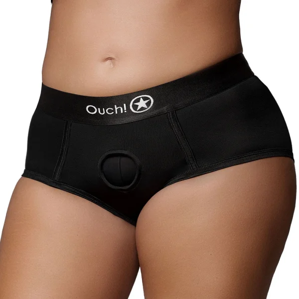 Ouch! Black Vibrating Strap-on Brief