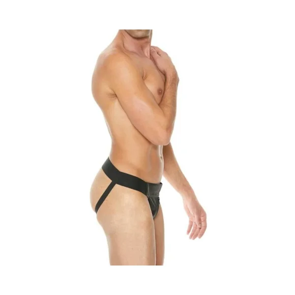 Premium Leather Zipper Front Jock S/m Black