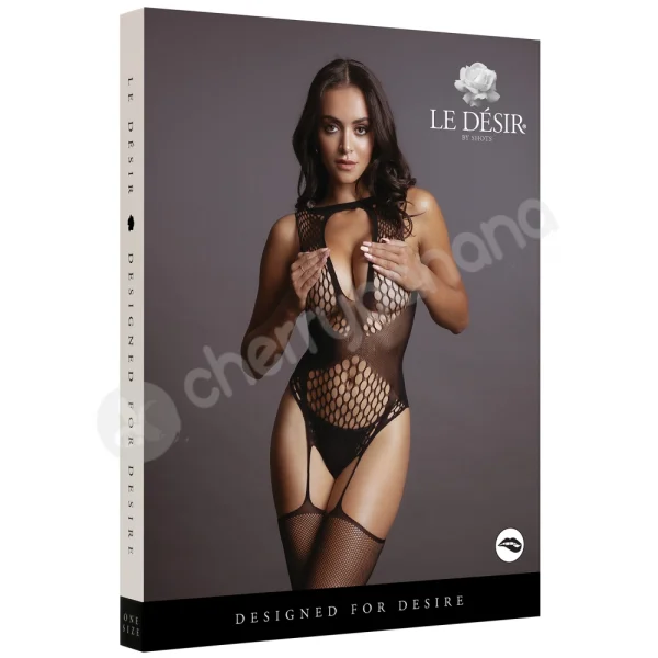 LE DESIR Contrast Suspender Bodystocking