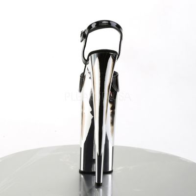 BEYOND 009 10 Heel 6 1 4 Silver Chrome PF Ankle Strap Sandal