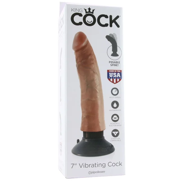 King Cock 7" Vibrating Cock - Tan