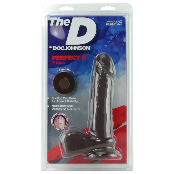 The D - Perfect D 7" Suction Cup Dildo by Doc Johnson - Chocolate