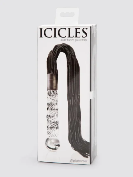 Icicles No 38 Glass Dildo with Leather Flogger