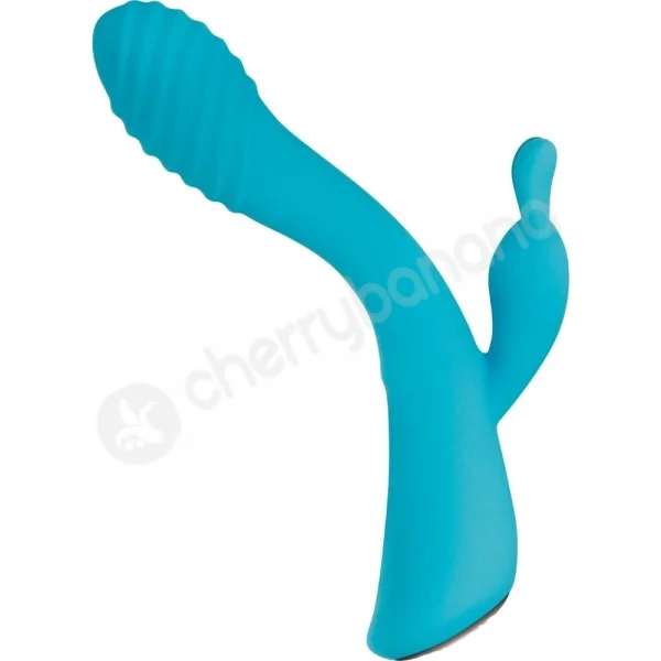 Evolved Aqua Bunny Blue Dual Orgasm Bendable Shaft Rabbit Vibrator
