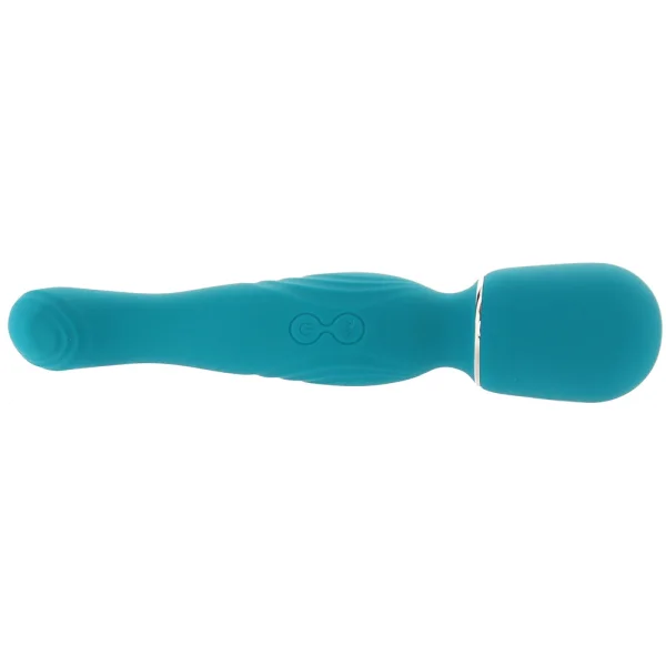 Gender X Double the Fun Rechargeable Waterproof Double Ended Silicone Wand Vibrator - Teal