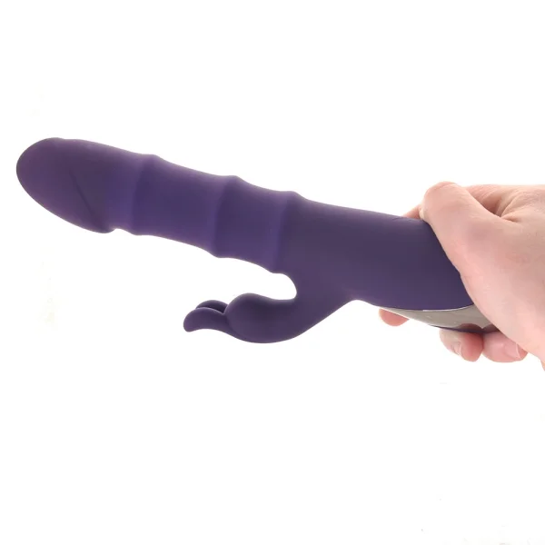 Playboy Pleasure Hop To It Waterproof Rechargeable Silicone Thrusting Rabbit Vibrator - Purple