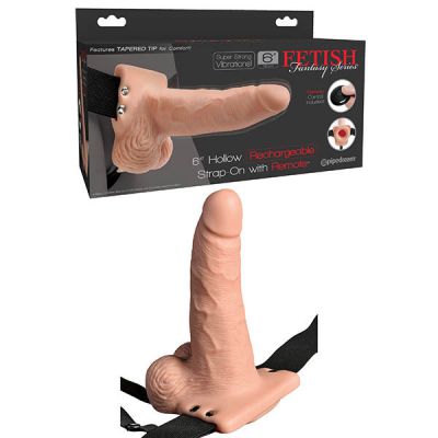 6 Hollow Vibrating Strap On Remote