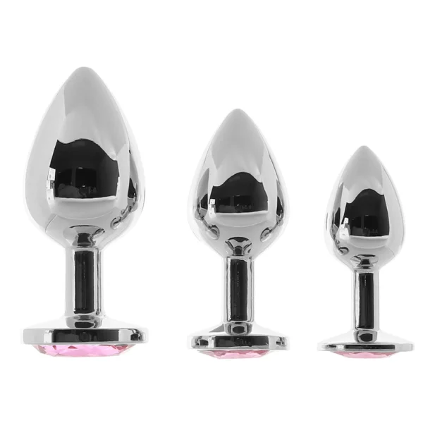 Adam & Eve Pink Heart Gem Anal Plug Set