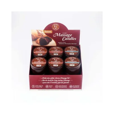 Earthly Body Hemp Seed Holiday Candle Display Includes 4 Of Each Hemp Seed 3 in 1 Massage Candle 6