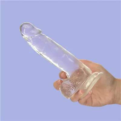 Crystal Addiction 8 quot Dildo W Balls in Clear