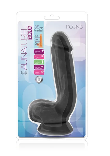 Au Naturel Bold Pound 8.5 Inch Sensa Feel Dual Density Dildo By Blush - Black