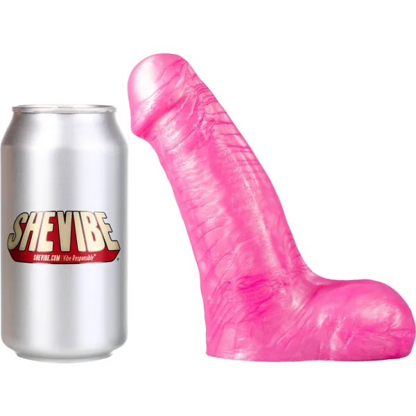 The Uberous Thick 6.25" Silicone Dildo With Balls By Uberrime - Small, Pearl Pink