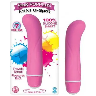 Pink Poppers Mini G Spot Silicone Vibrator Waterproof 5 Inch Pink