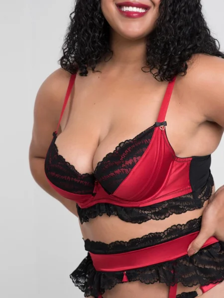 Lovehoney Plus Size Empress Red Satin and Lace Bra Set