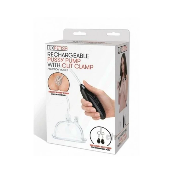 Lux Fetish Rechargeable Pussy Pump With Clit Clip