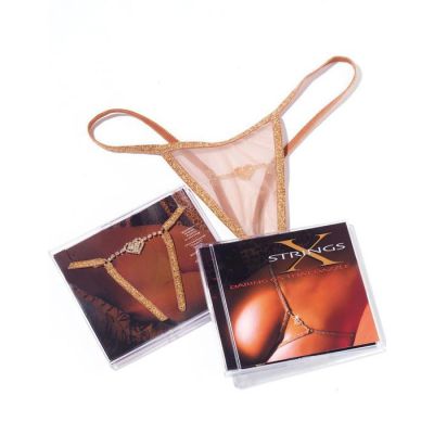 Fishnet Gold Rhinestone Heart G String