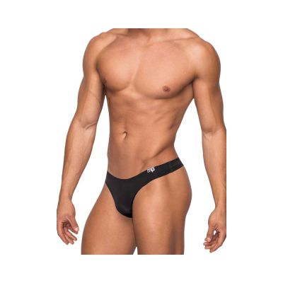 Male Power Seamless Sleek Sleek Thong W sheer Pouch Black Lx