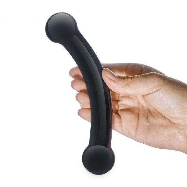 Gläs Double Bull Black Glass Dildo