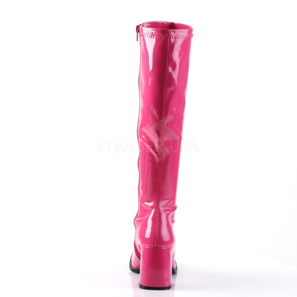 GOGO-300 - 3" Block Heel ST Gogo Boots, Hot Pink, Side Zip — image 4 of 4
