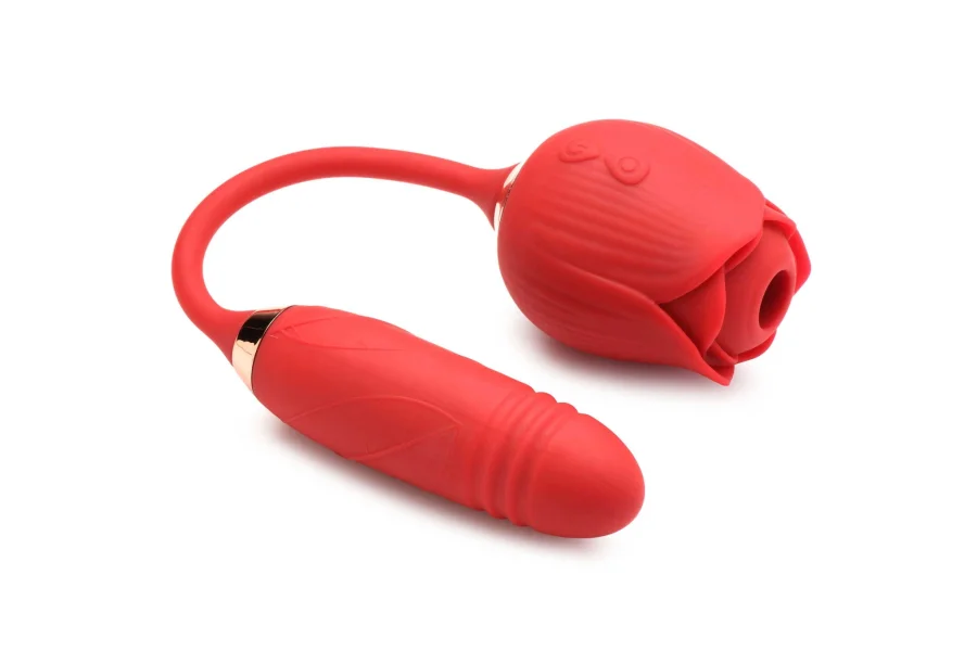 Bloomgasm Romping Rose Suction and Thrusting  Vibrator - Red — image 9 of 14