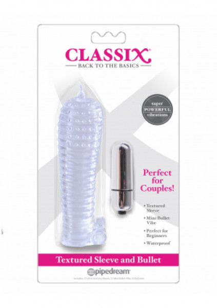 Classix - Textured Sleeve & Bullet, Clear Mini Bullet Vibrator