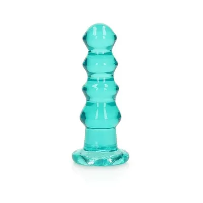 Realistic Dildos Realrock Crystal Clear Curvy 5 5 In Dildo plug Turquoise