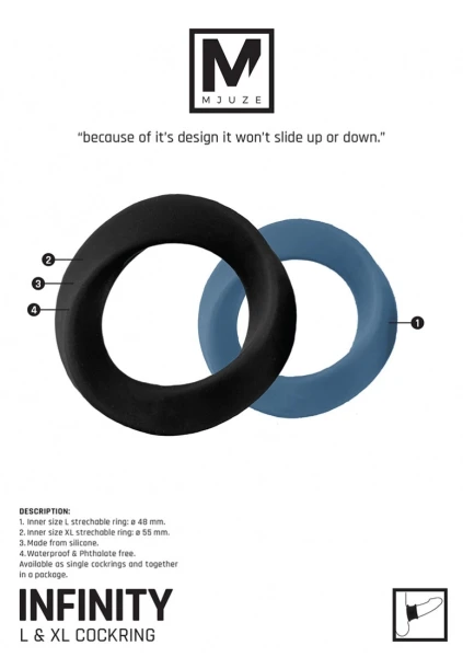Infinity - L and XL Cockring - Black