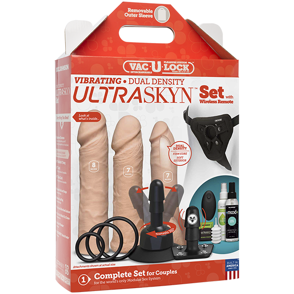Vac-U-Lock Vibrating Strap On Set