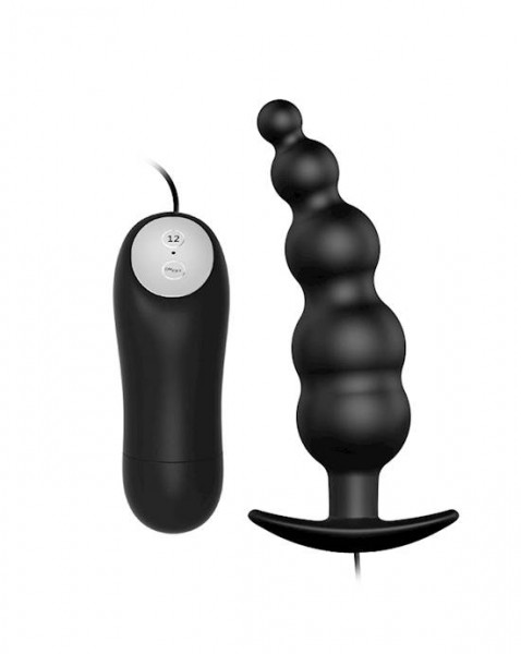 Remote Control Vibrating Anal Butt Beads - 4.6 Inch - Black - 4.4 Inch