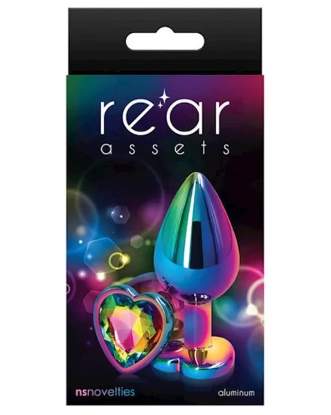 Rear Assets Heart Plug - 3.2 Inch - Rainbow - Medium