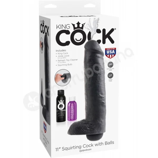 King Cock Black 11'' Squirting Dong With Balls
