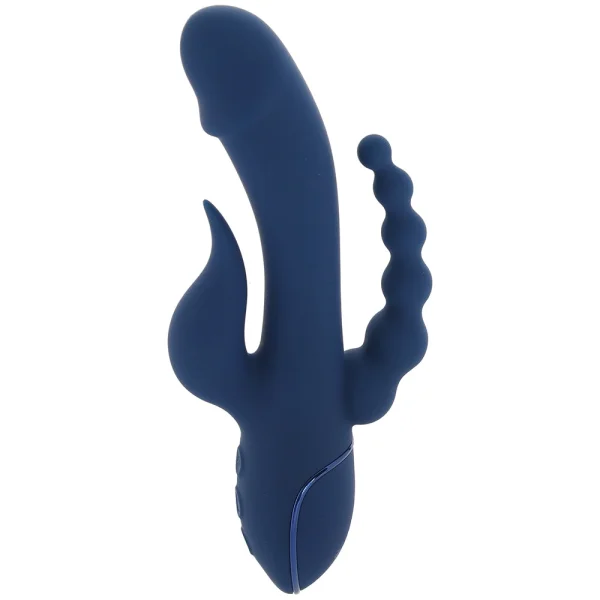 III Triple Orgasm Silicone Rechargeable Triple Stimulation Vibrator By CalExotics - Navy