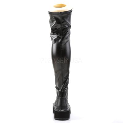 2 inches PF STR Thigh High Lace Up Boot W Outer Metal Zipper