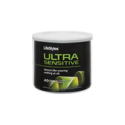 Lifestyles Ultra Sensitive Latex Condoms 40 Pieces Bowl