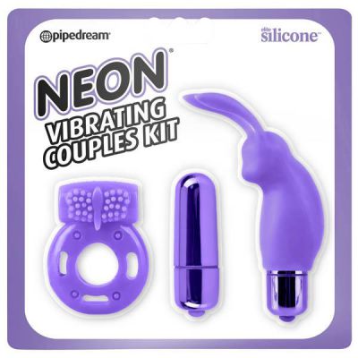 Neon Vibrating Couples Kit Purple